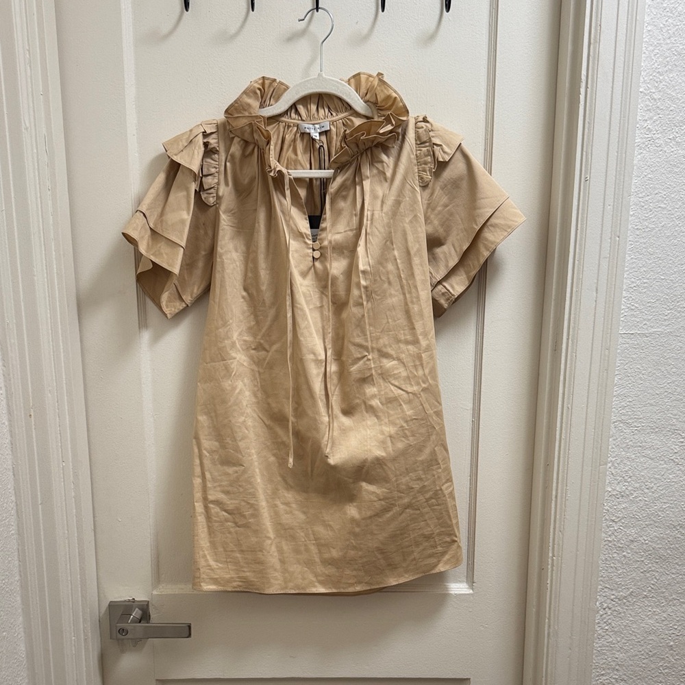 PATTY KIM Tan Ruffle Sleeve Dress